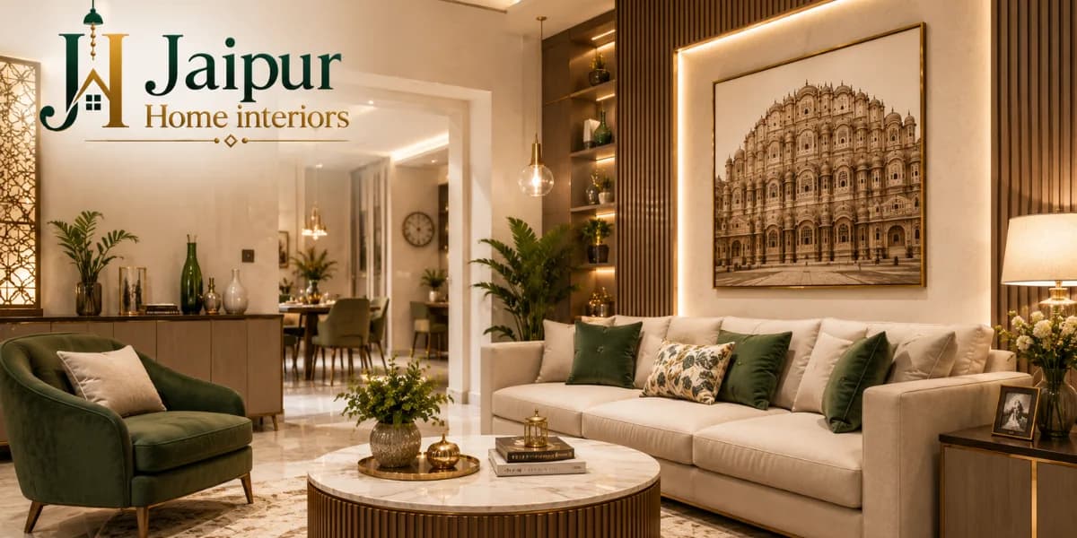 Wardrobe and living room interior design in Jaipur